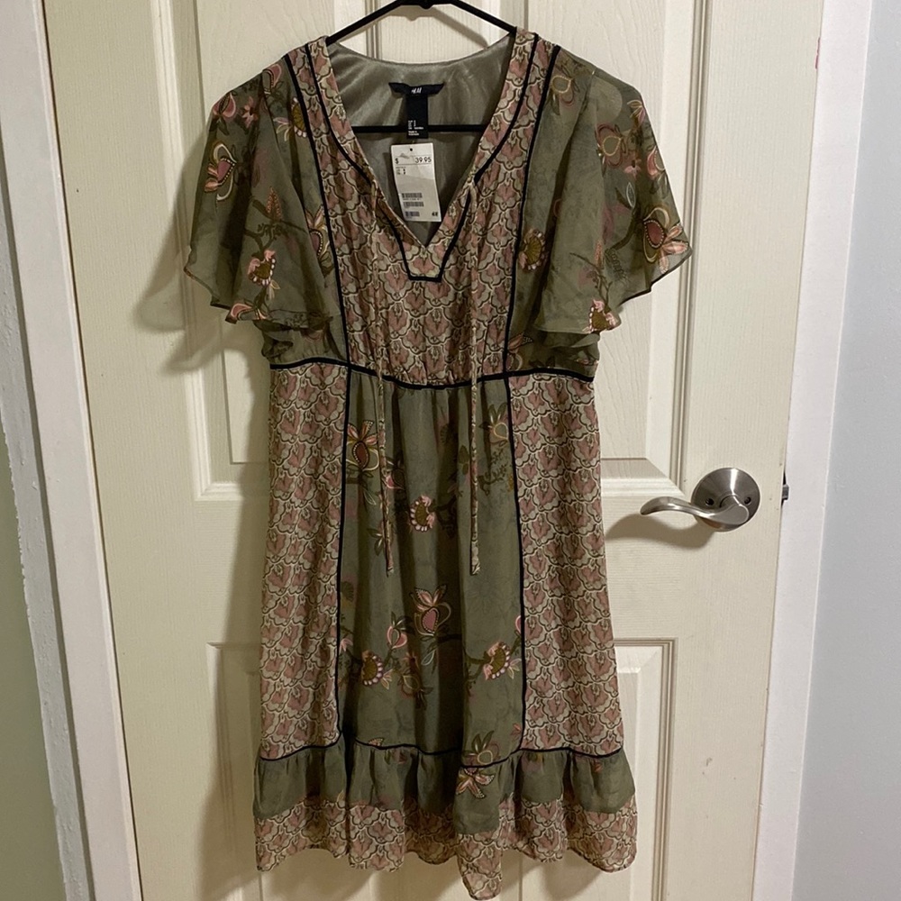 H&M floral peasant dress NWT size S